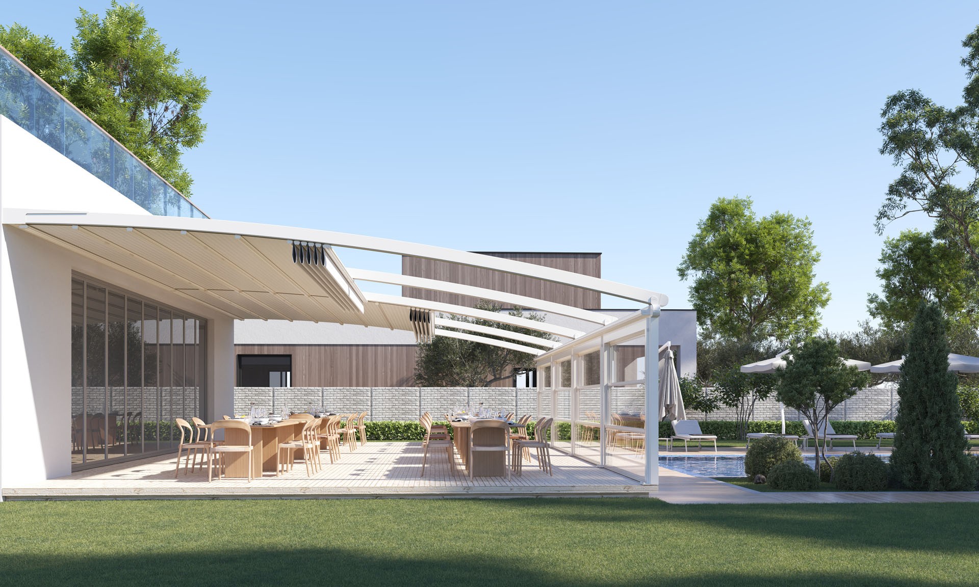 PERGOARC arch roof pergola - exterior view